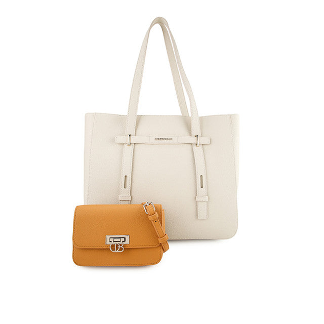 Nettie Tote W/ Pouch In Beige/Mustard