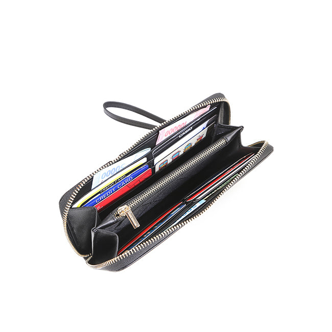 Allie Long Zip Wallet-L In Black