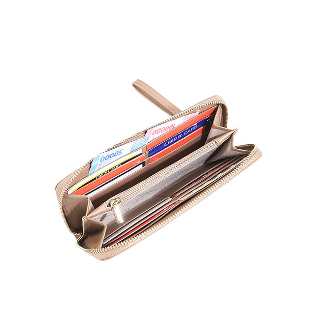 Allie Long Zip Wallet-L In Tan