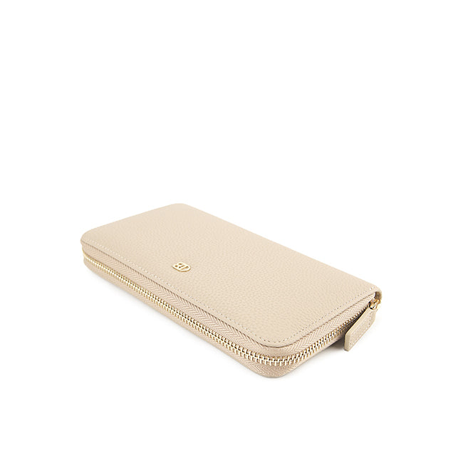 Ashley Long Zip Wallet-L In Beige
