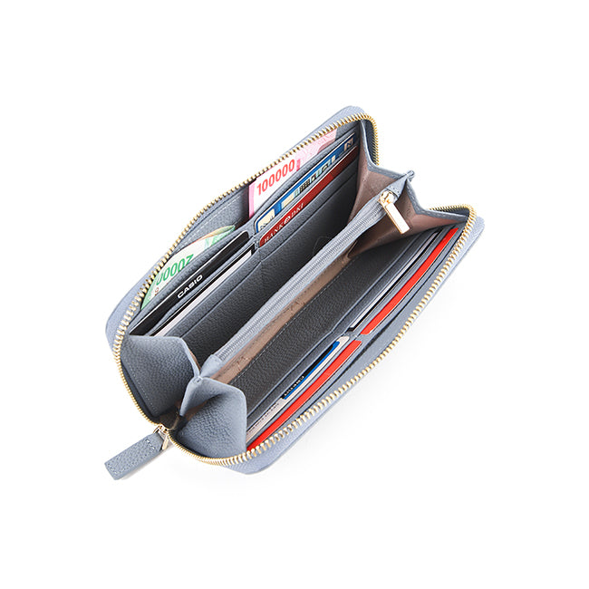 Ashley Long Zip Wallet-L In Light Blue