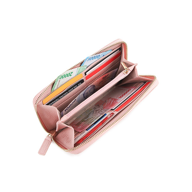 Ashley Long Zip Wallet-L In Pink