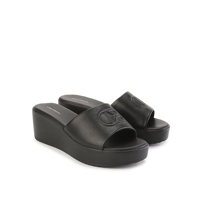 Obermain Sandal Wanita Wedges Maura Paige In Black
