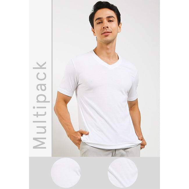 V Neck Bamboo In White