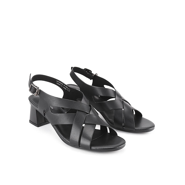 Obermain Sandal Wanita Heels Poppy Clarine In Black