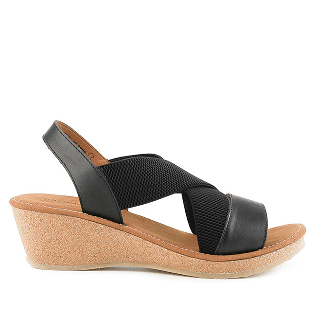 Obermain Sandal Wedges Wanita Jasmin Mabley - Ankle Strap In Black