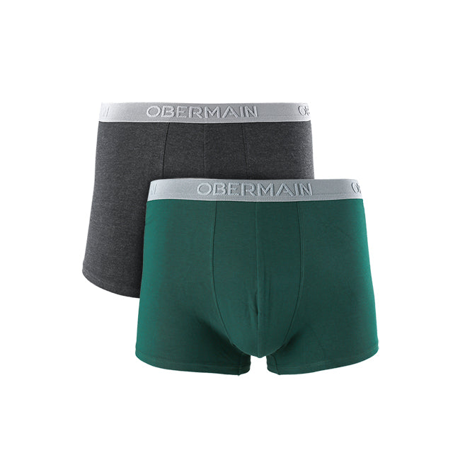 Obermain Pakaian Boxer Pria Knit Boxer B In Dark Green/Dark Gray