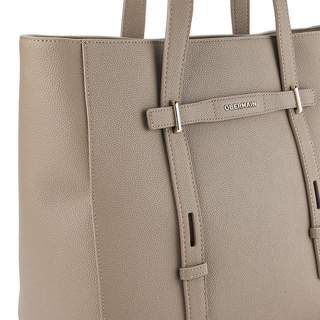 Nettie Tote W/ Pouch In Taupe/Blue