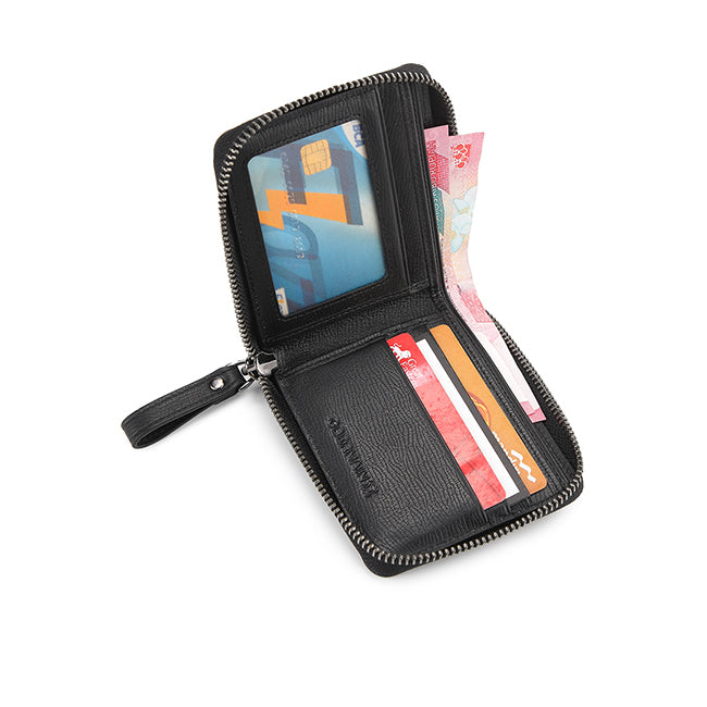 Naj Short Zip Wallet-Rfid In Black