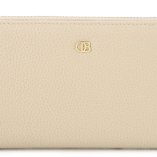 Ashley Long Zip Wallet-L In Beige