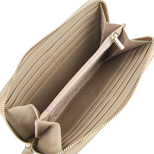 Ashley Long Zip Wallet-L In Beige
