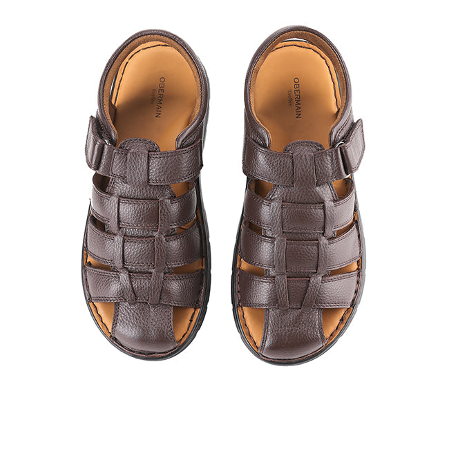 Obermain Sandal Pria Straps Frankie Sergio In Dark Brown