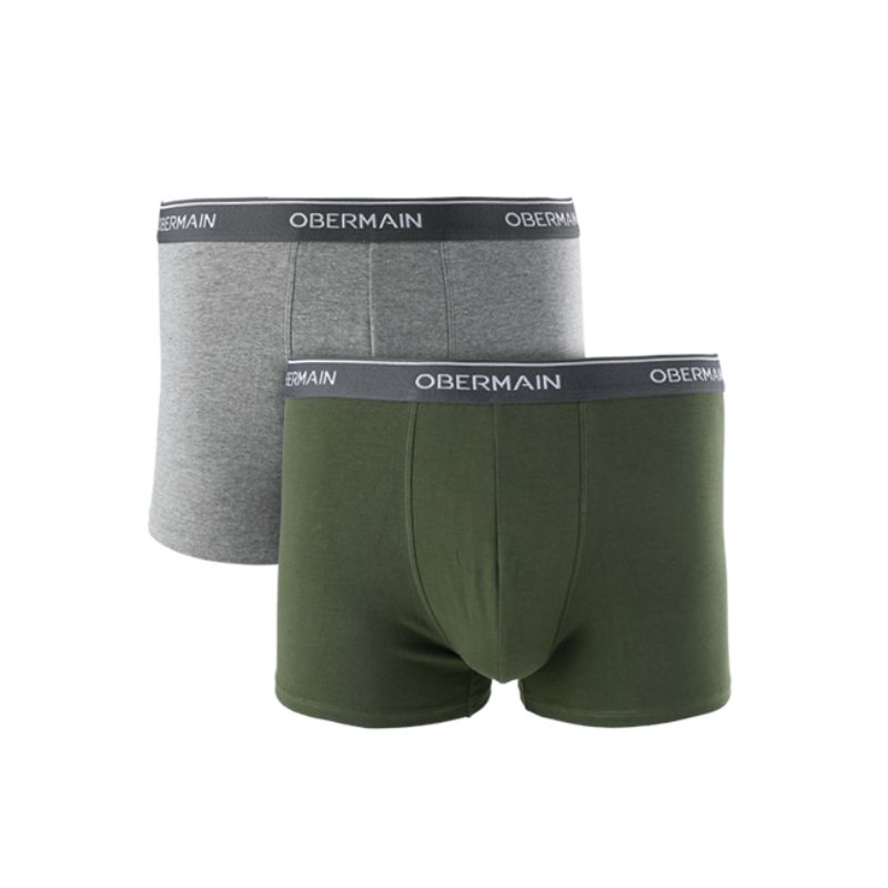 Obermain Pakaian Boxer Pria Knit Boxer A In Dark Olive/Gray