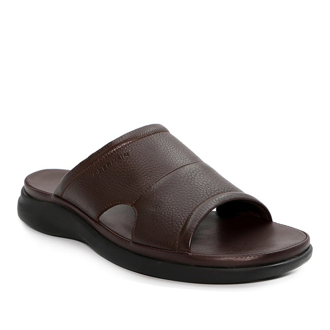 Obermain Sandal Slide Pria Jacob Milan In Dark Brown