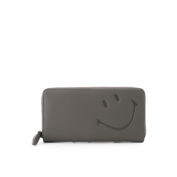 Obermain X Smiley Rose Long Zip Wallet In Grey