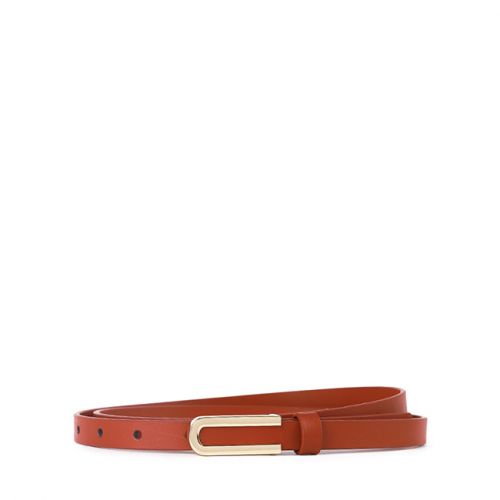 Obermain Accessories Belt Wanita Gillian Ladies Leather Pin In Dark Orange