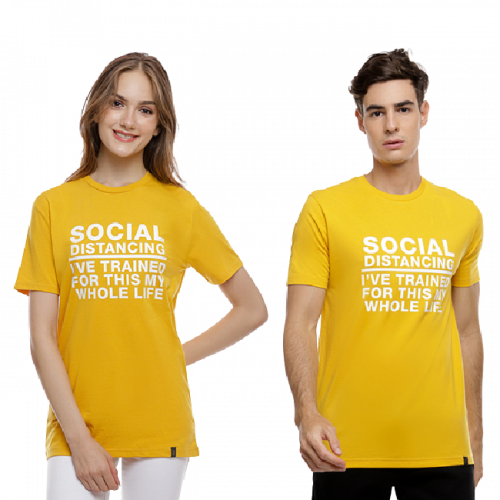 Obermain Pakaian T Shirt Unisex Social Tee In Mustard