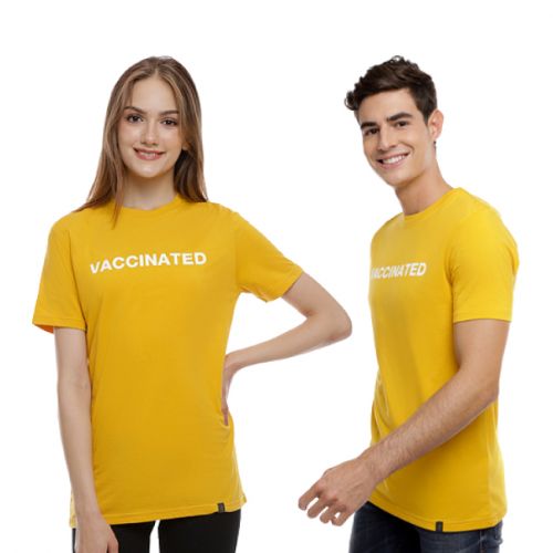 Obermain Pakaian T Shirt Unisex Vaccinated Tee In Mustard