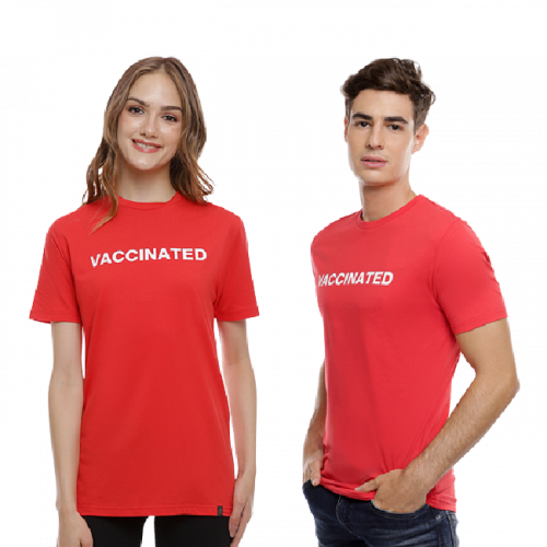 Obermain Pakaian T Shirt Unisex Vaccinated Tee In Red