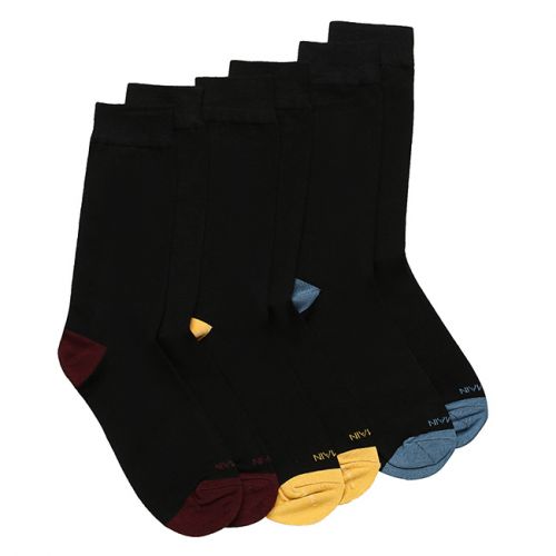 Obermain Accessories Sock Unisex Solid Contrast Heel-Toe In Black