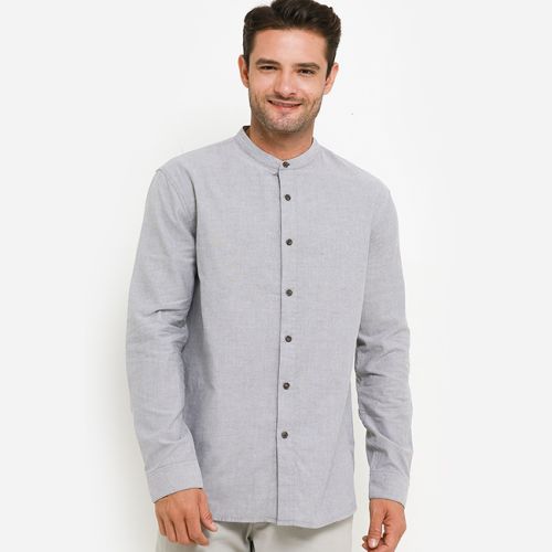 Obermain Pakaian Kemeja Pria Gibran Ls Shirt In Gray